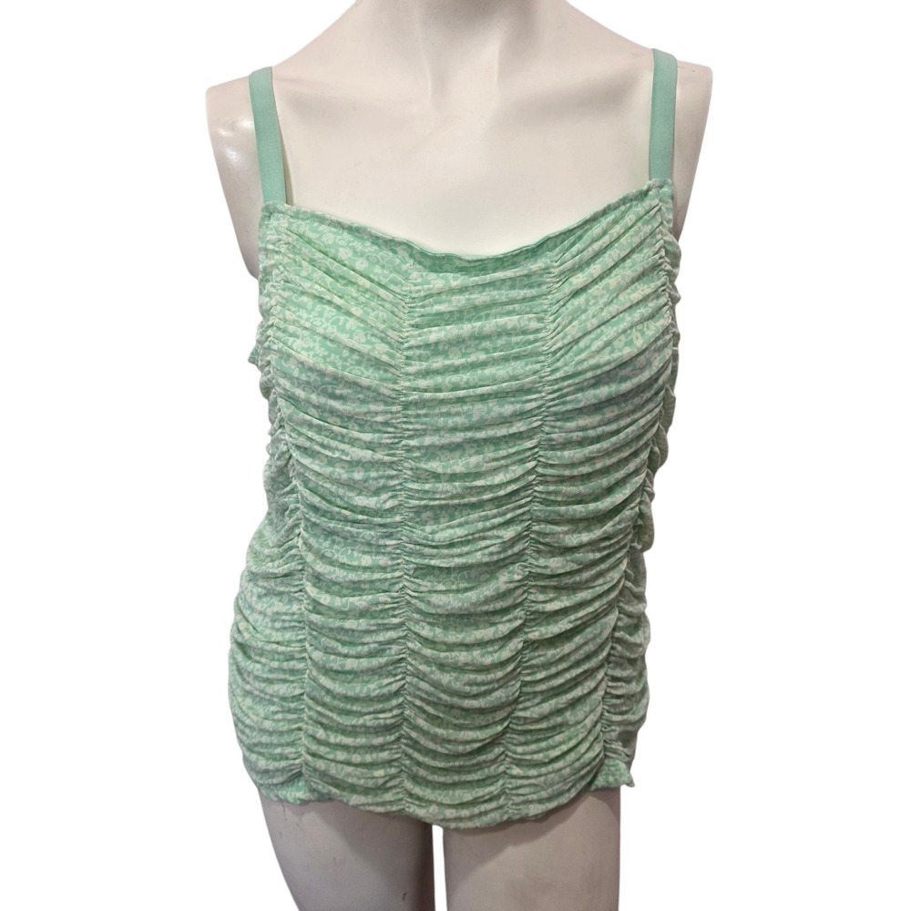 Torrid Mint Green Ruched Floral Cami Tank Top Plus Size 2 Adjustable Straps
